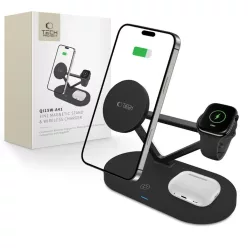   Tech-protect Qi15w-a41 3in1 Magnetic Magsafe Vezeték Nélküli Töltő Fekete