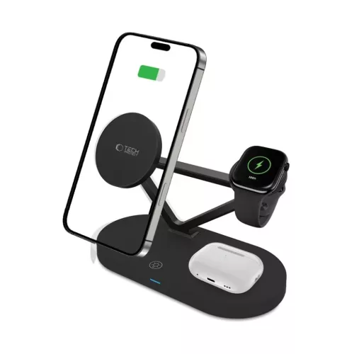 Tech-protect Qi15w-a41 3in1 Magnetic Magsafe Vezeték Nélküli Töltő Fekete