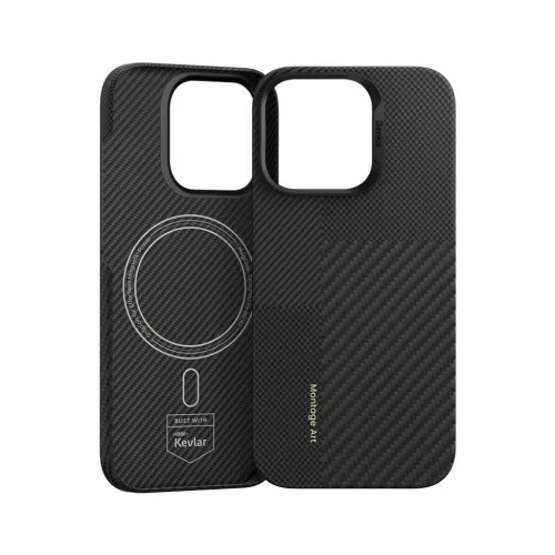 iPhone 16 Pro fekete Benks Montage Magnetic Armor Air Kevlar tok PC keret 600D+1500D (MB65)