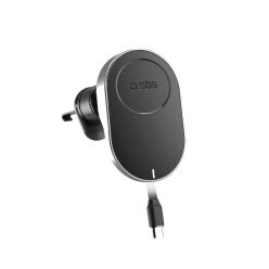   SBS TESUPP15WRETRACABL vezeték nélküli töltős autós telefontartó visszahúzható kábellel kompatibilis a MagSafe-vel - Fekete