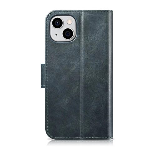 iCarer Oil Wax Wallet 2 az 1-ben iPhone 14 Plus bőr fliptok kék (WMI14220723-BU) tok