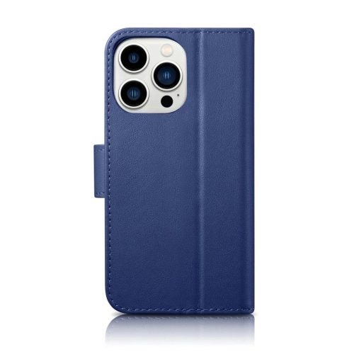 iCarer Wallet Case 2in1 bőrtok iPhone 14 Pro fliptok Anti-RFID kék (WMI14220726-BU) tok