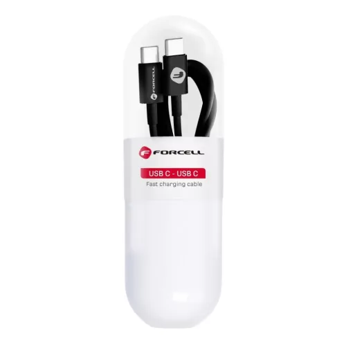FORCELL C293 Type-C USB kábel Type C to Type C PD QC 48W TUBE 1 m fekete