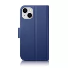 iCarer Wallet Fliptok 2 az 1-ben iPhone 14 Plus Anti-RFID Bőr Fliptok Kék (WMI14220727-BU) tok