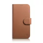 iCarer Wallet Case 2in1 iPhone 14 Pro Max bőr fliptok Anti-RFID barna tok