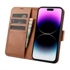 iCarer Wallet Case 2in1 iPhone 14 Pro Max bőr fliptok Anti-RFID barna tok