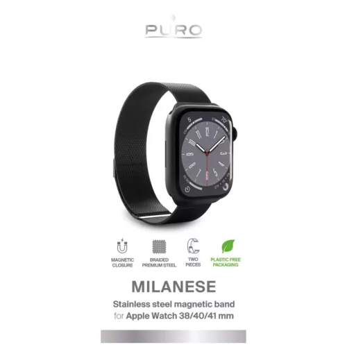 Puro 'MILANESE' szíj Apple Watch 38–40–41mm, fekete
