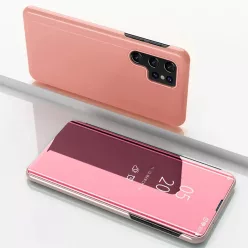   Clear View Case fliptok Samsung Galaxy S25 Ultra tok - rózsaszín