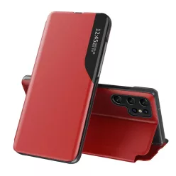   Eco Leather View fliptok Samsung Galaxy S25 Ultra-hoz állvánnyal - piros tok