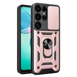   Páncélos Hybrid Armor Camshield tok kameravédővel és fém gyűrűvel Samsung Galaxy S25 Ultra - rózsaszín tok