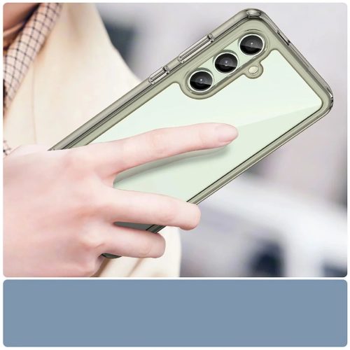 Szilikon Outer Space tok zselés kerettel Samsung Galaxy S24 FE készülékhez - áttetsző-fekete tok