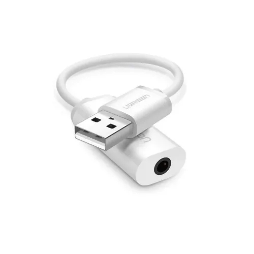 UGREEN US206 Audio átalakító, adapter USB - Mini audio Jack 3.5mm AUX fehér