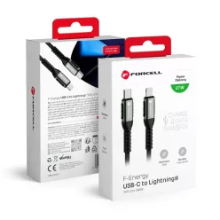   FORCELL F-ENERGY C259 kábel Type C Lightninghez PD 3A 27W Cafule 3 m fekete,
