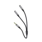 HOCO kábel AUX 2 az 1-ben Jack 3,5 mm (férfi) - 2 x Jack 3,5 mm (női) UPA21 0,25 m fém szürke