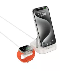   HOCO vezeték nélküli töltő 3 az 1-ben kompatibilis Apple Watch 3A 5W CQ16A tejfehér