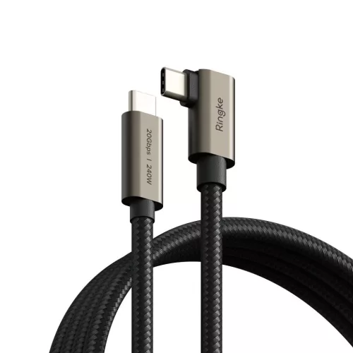 Ringke USB 3.2 Gen 2x2 Type-C 90 fokos kábel Pd240w 200cm fekete
