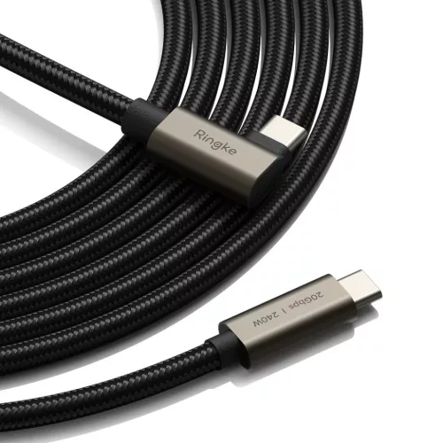 Ringke USB 3.2 Gen 2x2 Type-C 90 fokos kábel Pd240w 200cm fekete