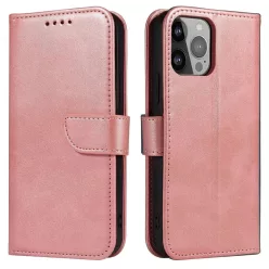   Magnet Case elegant fliptok kitámasztóval iPhone 13 Pro rózsaszín tok