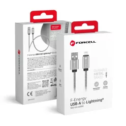   FORCELL F-ENERGY Metal C236 kábel USB A Lightning 2,4A 12W 1 m ezüst,