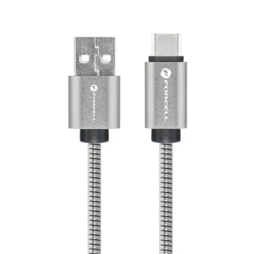 FORCELL F-ENERGY Metal C234 kábel USB A-ról Type-C-re QC3.0 2,4A 12W 1 m ezüst