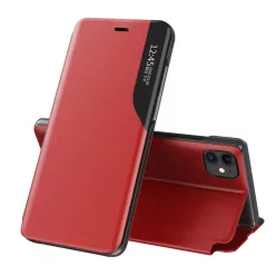   Eco Leather View Case elegáns fliptok kitámasztó funkcióval iPhone 13 Pro Max-hoz piros tok