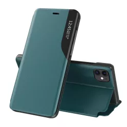   Eco Leather View Case elegáns fliptok támasztékkal iPhone 13 Pro zöld tok