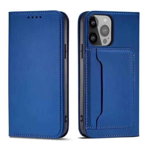 Mágneses kártyatartós iPhone 13 Pro tok kék