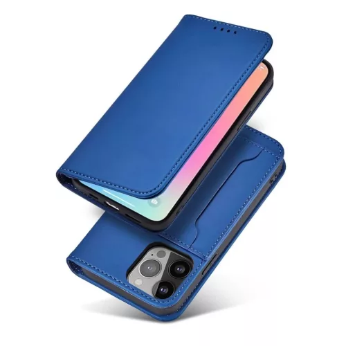 Mágneses kártyatartós iPhone 13 Pro tok kék