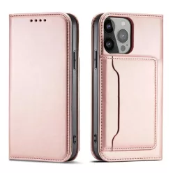   Magnet Card tok iPhone 13 Pro Max-hoz Kártyatartó Tárca Rózsaszín tok