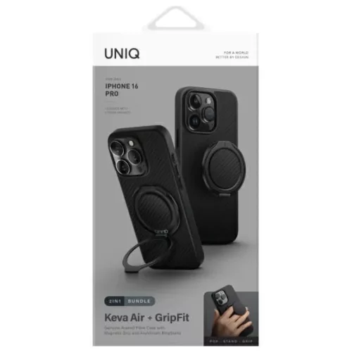 Uniq Keva Air iPhone 16 Pro 6.3" Magclick Töltőtok Fekete/Karbon Fekete Tok