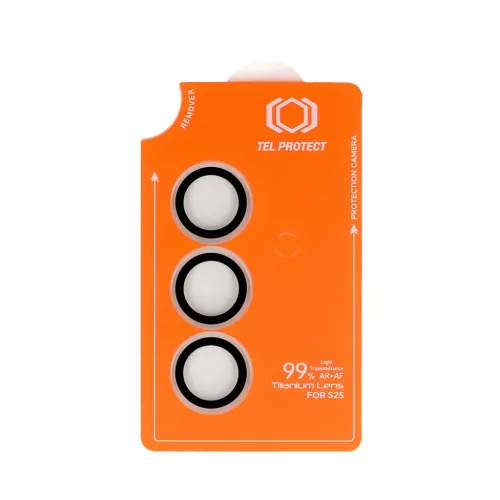 Edzett üveg Tel Protect Titanium Lencse 99% AR a kamerára Samsung Galaxy S25 Plus áttetsző (3 db lencse) üvegfólia
