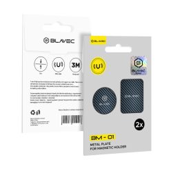   Blavec fémlemez mágneses tartóhoz BM-01 2 darabos készlet, kerek (40mm) és téglalap (40x58mm) karbon