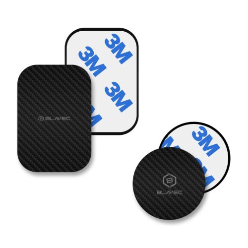 Blavec fémlemez mágneses tartóhoz BM-01 2 darabos készlet, kerek (40mm) és téglalap (40x58mm) karbon
