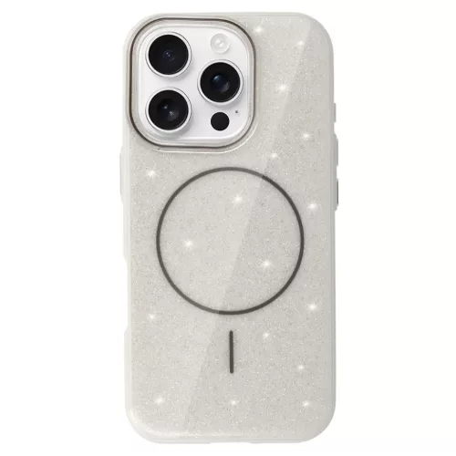 Magsafe Slim Csillogó tok iPhone 16 Pro ezüst