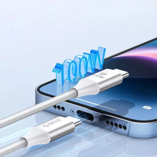 Orico CDX 100W 5A Power Delivery USB-C - USB-C 1m Kábel - Fehér