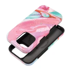   FORCELL F-PROTECT Mirage, katonai ejtéstesztelt tok MagSafe kompatibilitással iPhone 15-höz rózsaszín márvány