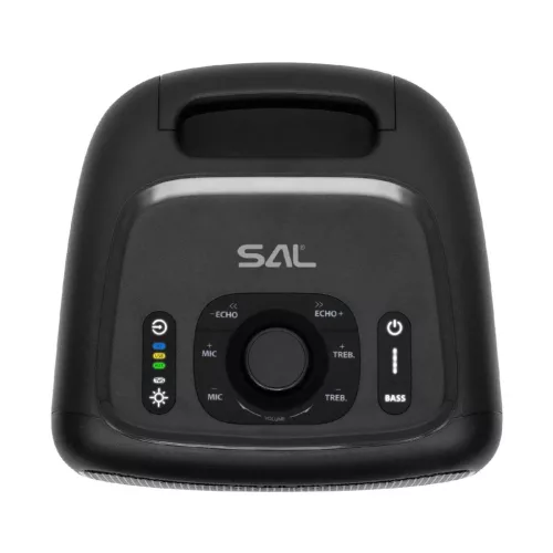 SAL BTCUBE hordozható Boombox, vezeték nélküli hangszóró, 70 watt, 3 hangszóró, Bluetooth TWS, IPX4, beépített akkumulátor