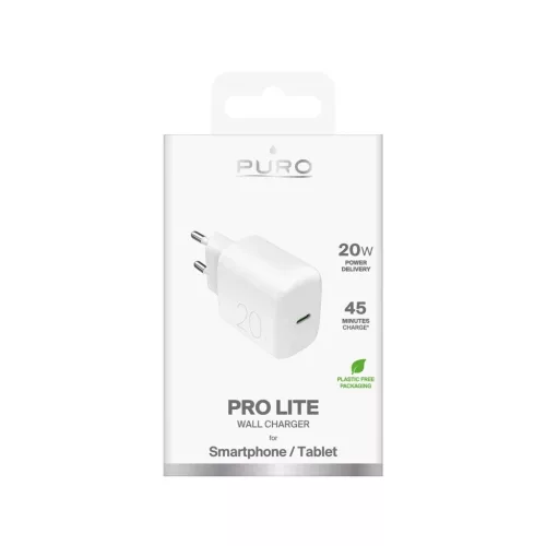 Puro PROLITE 20W USB-C Falra Szerelhető Töltő - Fehér