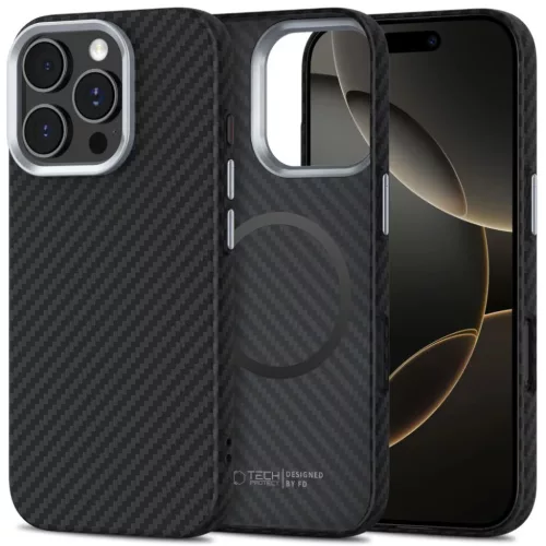 Tech-protect Ion Carbon Magsafe iPhone 16 Pro fekete/ezüst tok