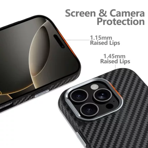 Tech-protect Ion Carbon Magsafe iPhone 16 Pro fekete/ezüst tok
