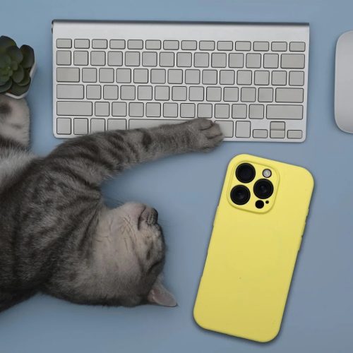 Szilikon 2mm tok iPhone 15 Pro Max-hoz, kompatibilis MagSafe-fel, citrom