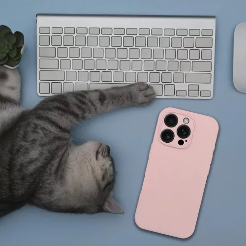 Szilikon tok 2mm iPhone 16 Pro kompatibilis MagSafe homok rózsaszín