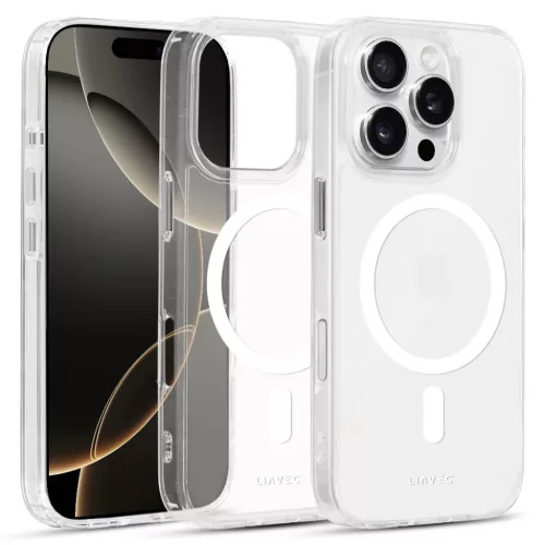 Liavec fényes Magsafe átlátszó tok iPhone 16 Pro fehér tok