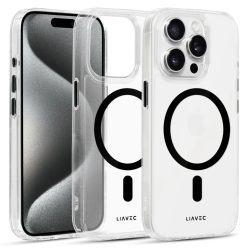   Liavec Glossy Magsafe átlátszó tok iPhone 14 Pro fekete tok