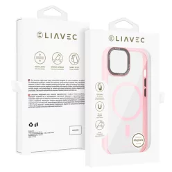   Liavec Hybrid Magsafe átlátszó tok iPhone 15 light pink tok