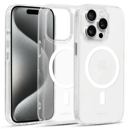 Liavec Fényes Magsafe Átlátszó iPhone 15 Pro Max tok fehér