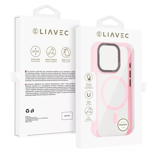 Liavec Hybrid Magsafe átlátszó tok iPhone 16 Pro light pink tok
