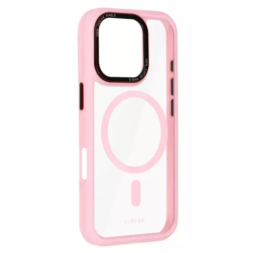 Liavec Hybrid Magsafe átlátszó tok iPhone 16 Pro light pink tok