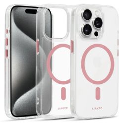  Liavec Ragyogó Magsafe Átlátszó tok iPhone 14 Pro rózsaszín tok