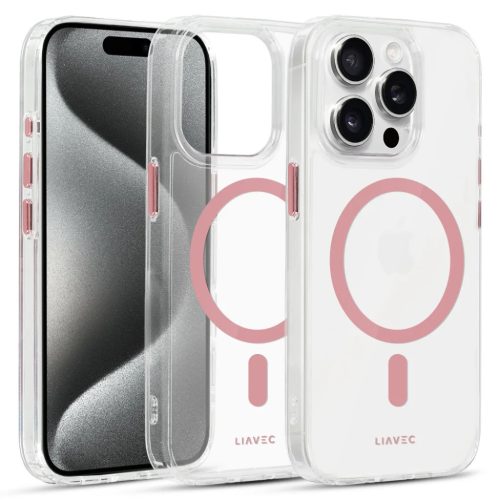 Liavec Ragyogó Magsafe Átlátszó tok iPhone 14 Pro rózsaszín tok